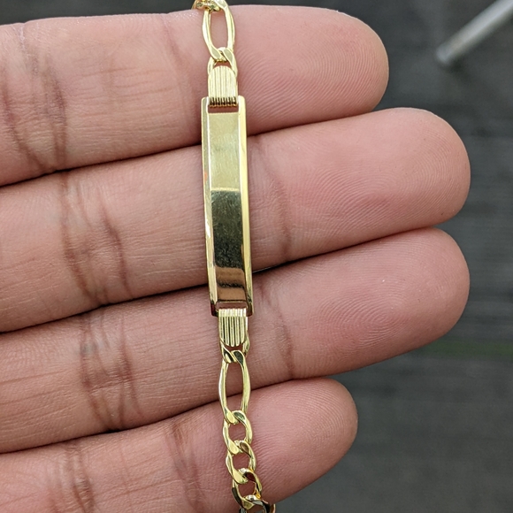 10kt real gold figaro ID bracelet